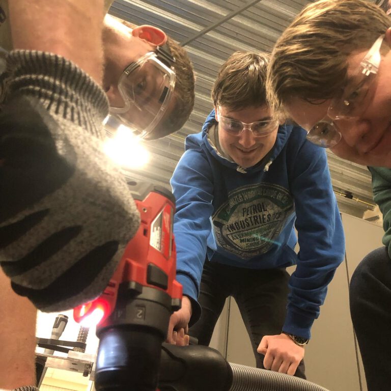 Holes being drilled to mount the lift