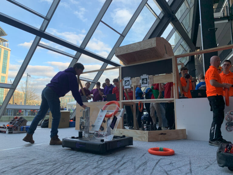 The robot is shooting into the Speaker