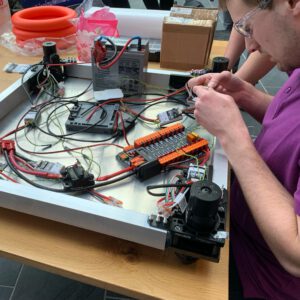 The robot is being wired