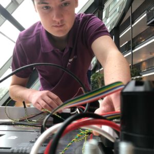 Ramon is connecting the swerve modules to the RoboRIO